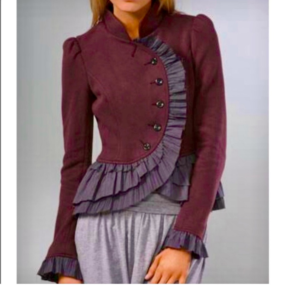 Free People Purple Ruffle Blazer